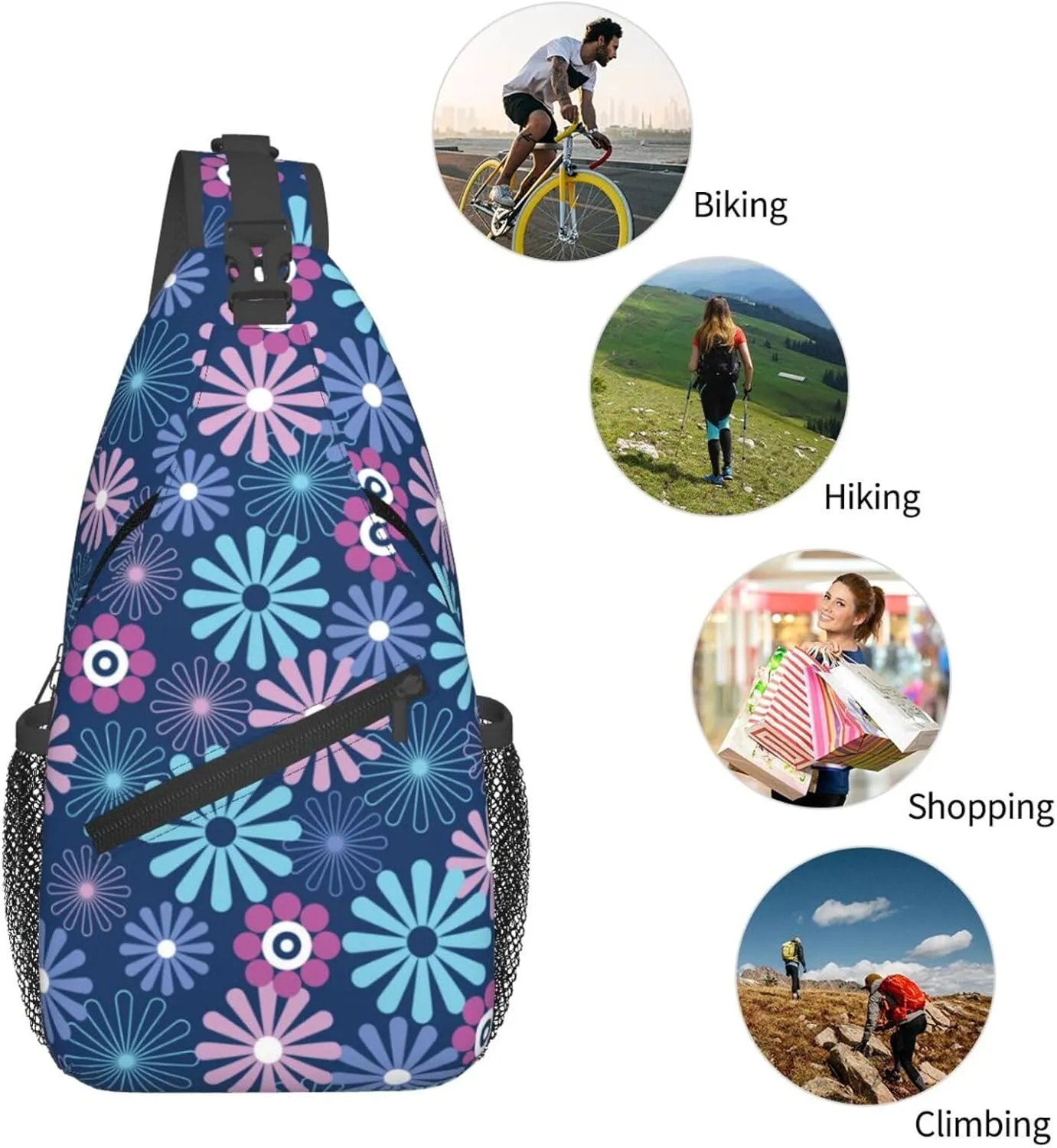 Flowers Chest Bags Crossbody Sling Bag Shoulder Bag Travel Hiking Daypack For Men Women