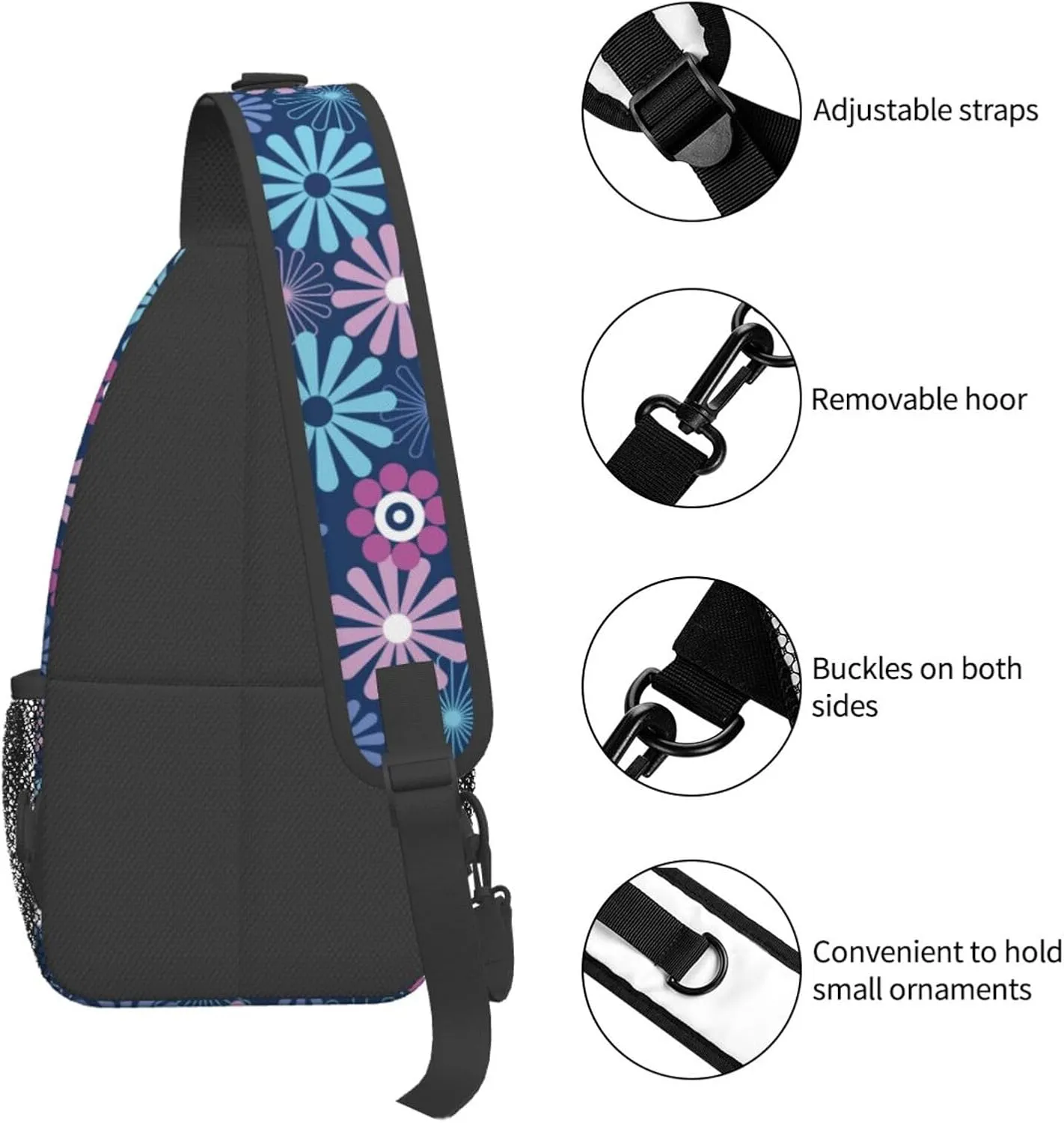 Flowers Chest Bags Crossbody Sling Bag Shoulder Bag Travel Hiking Daypack For Men Women