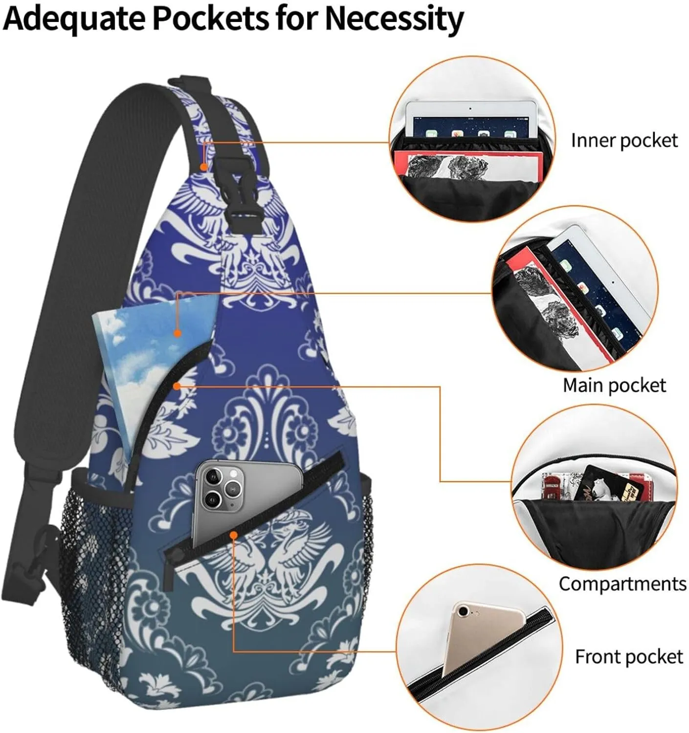 Flowers Chest Bags Crossbody Sling Bag Shoulder Bag Travel Hiking Daypack For Men Women