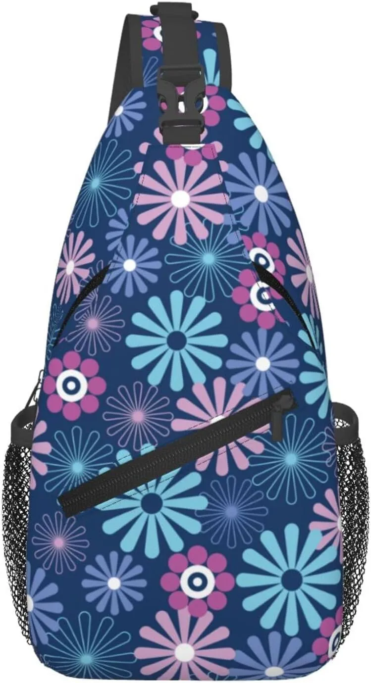 Flowers Chest Bags Crossbody Sling Bag Shoulder Bag Travel Hiking Daypack For Men Women