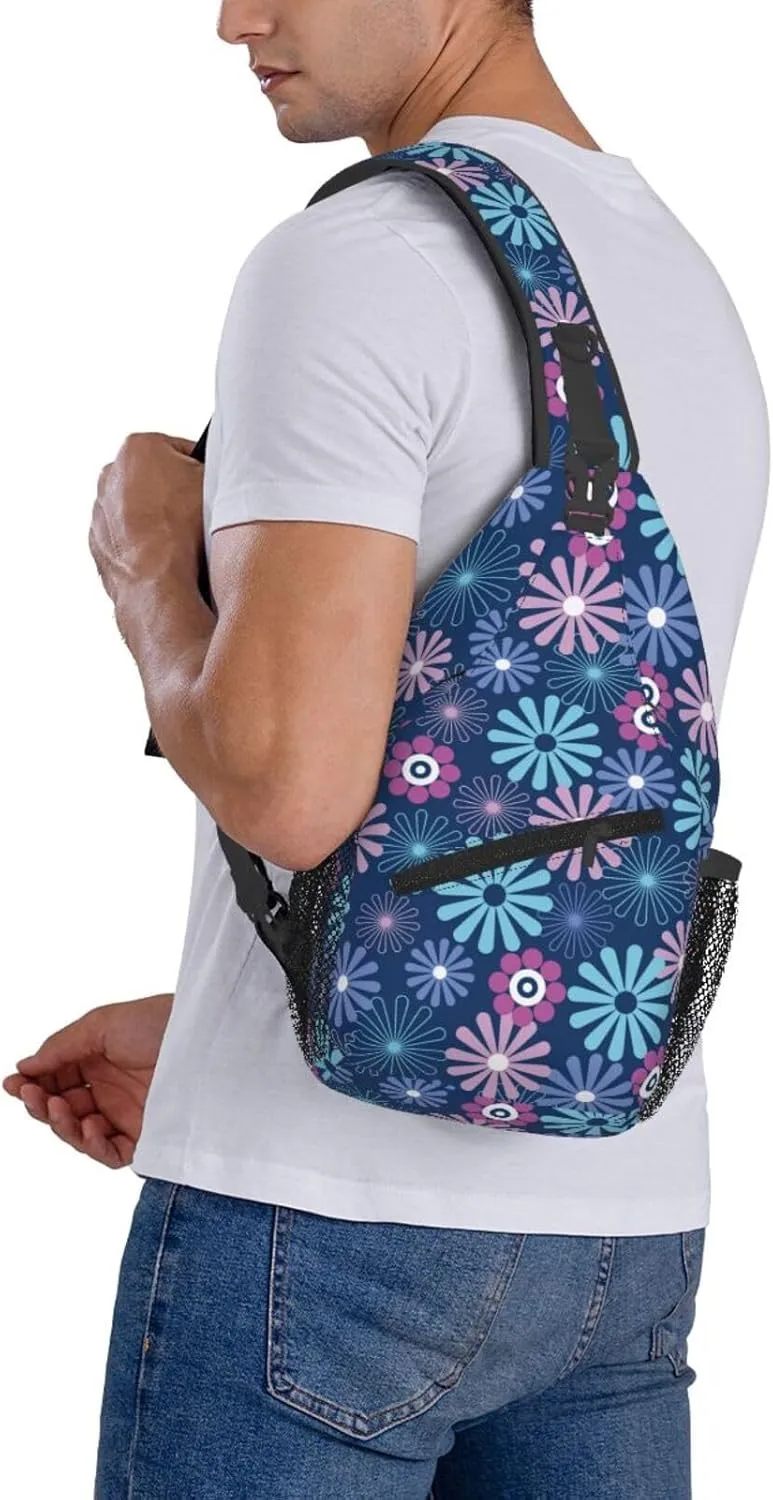 Flowers Chest Bags Crossbody Sling Bag Shoulder Bag Travel Hiking Daypack For Men Women