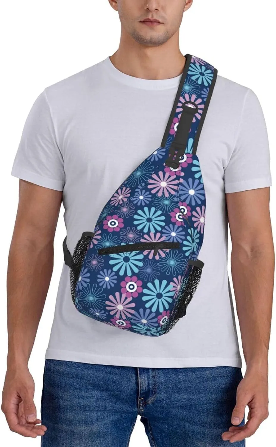 Flowers Chest Bags Crossbody Sling Bag Shoulder Bag Travel Hiking Daypack For Men Women