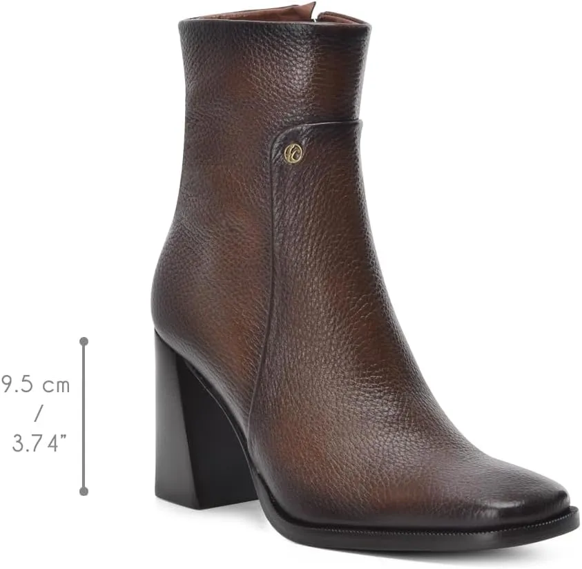 FRANCO CUADRA Women's Bootie in Genuine Deer Leather Brown