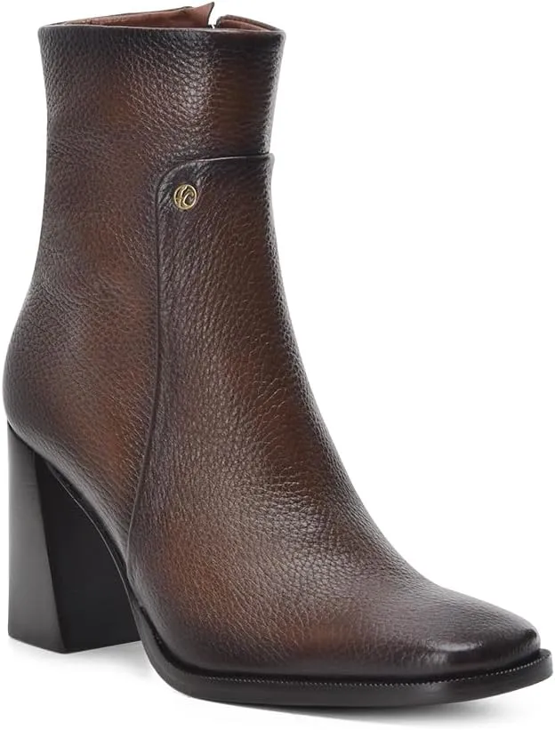 FRANCO CUADRA Women's Bootie in Genuine Deer Leather Brown