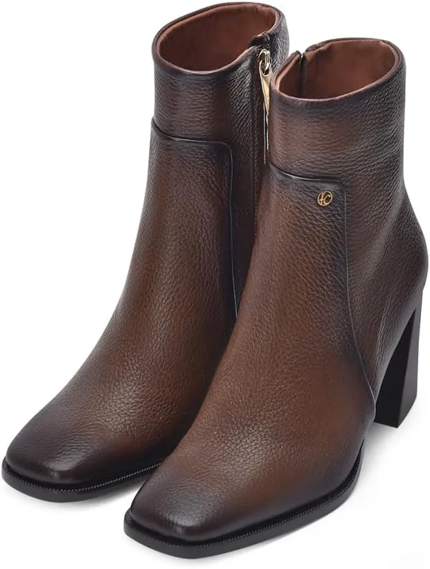 FRANCO CUADRA Women's Bootie in Genuine Deer Leather Brown