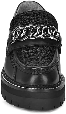 FRANCO CUADRA Women's Slip On Moccasin in Genuine Stingray Leather Black