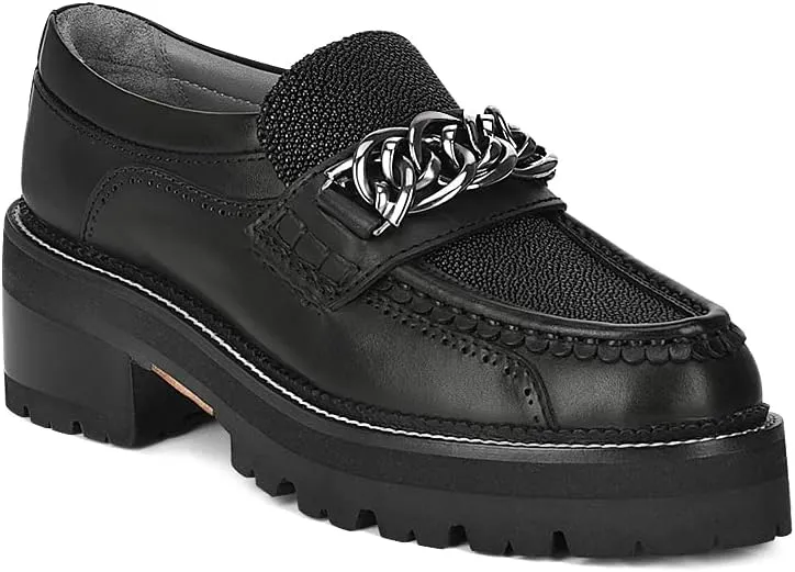 FRANCO CUADRA Women's Slip On Moccasin in Genuine Stingray Leather Black