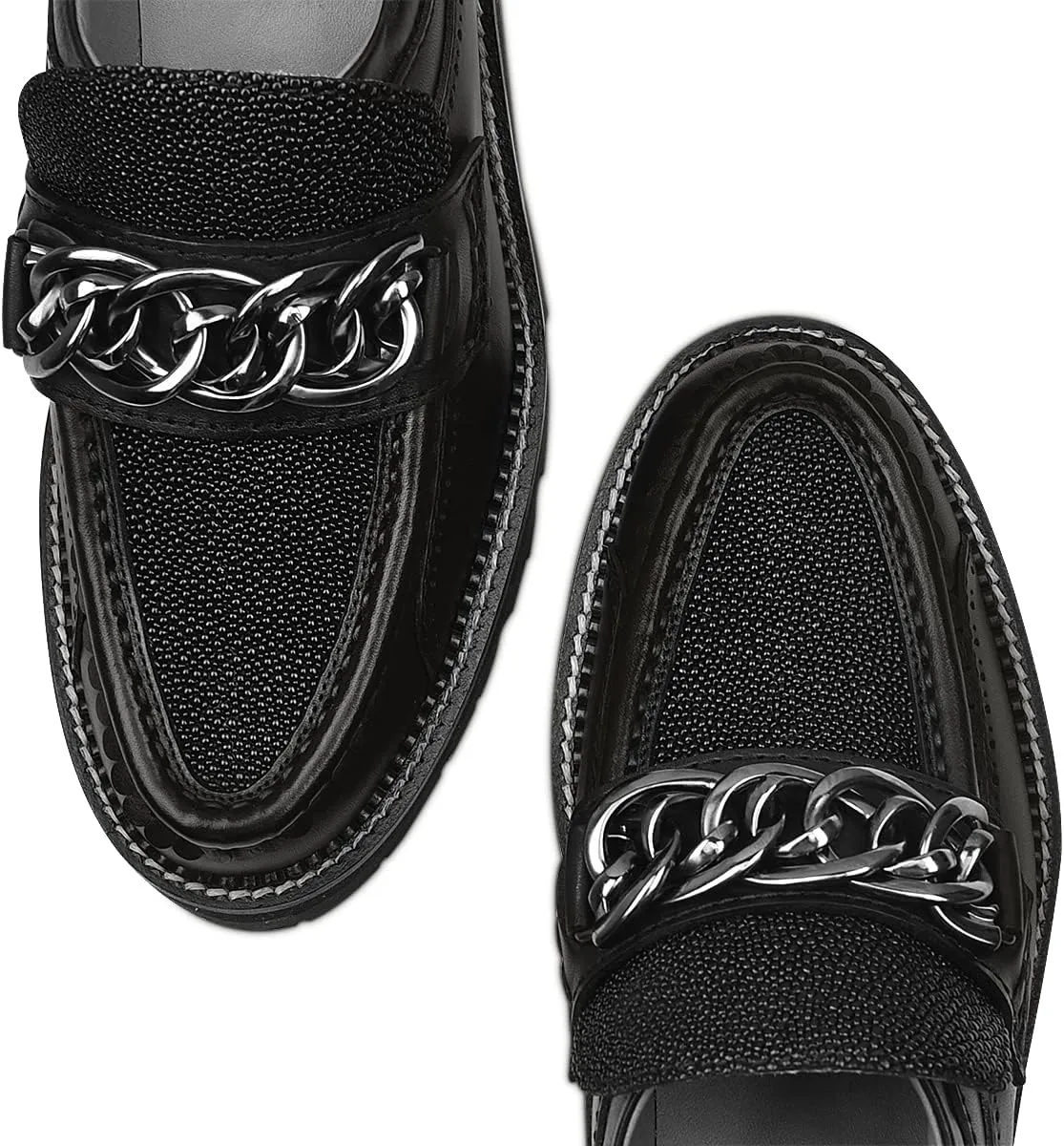 FRANCO CUADRA Women's Slip On Moccasin in Genuine Stingray Leather Black