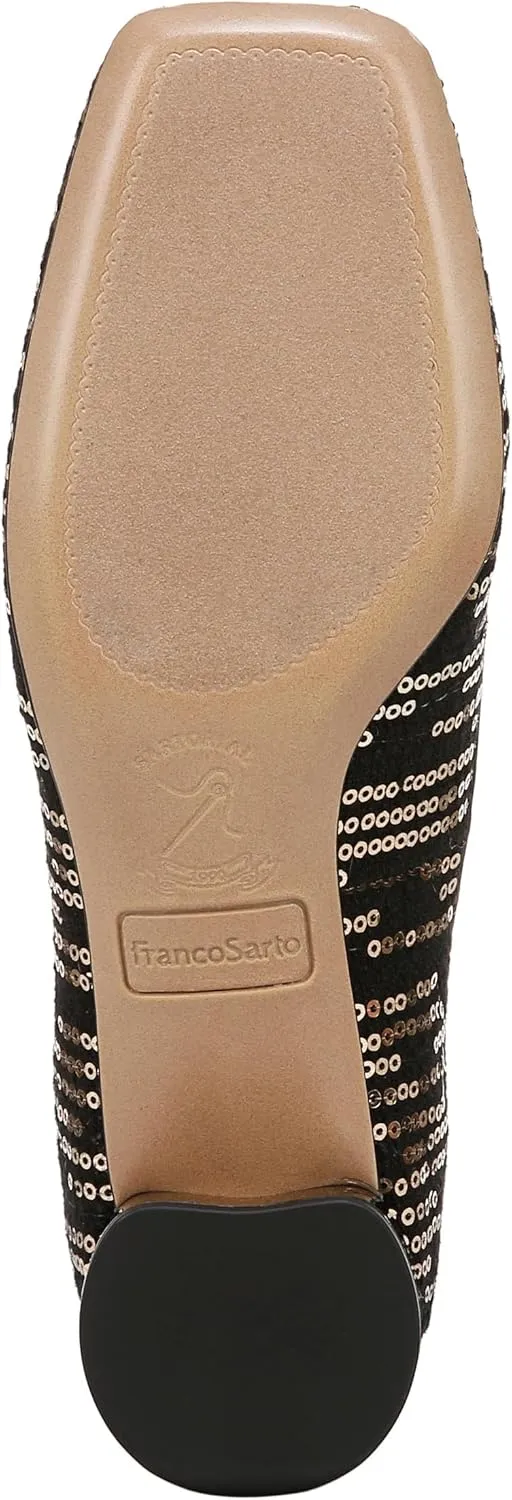 Franco Sarto Women's Natalia Square Toe Block Heel Pump with Bow