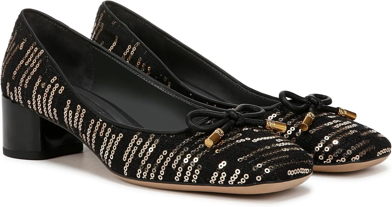 Franco Sarto Women's Natalia Square Toe Block Heel Pump with Bow