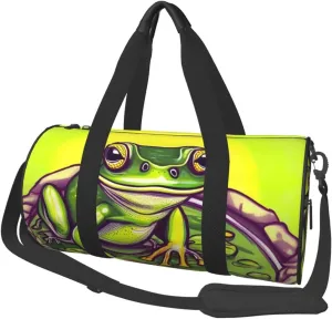 Frog In A Pond* Round Large Capacity Foldable Duffel Bag For Women Men, Gym Tote, Sports Duffel.