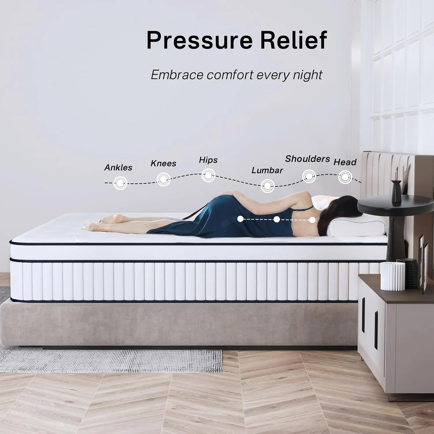 Full Mattress, 10 Inch Full Size Mattress in a Box, Medium Firm with Pocket Spring and Soft Foam, Motion Isolation, Strong Edge Support