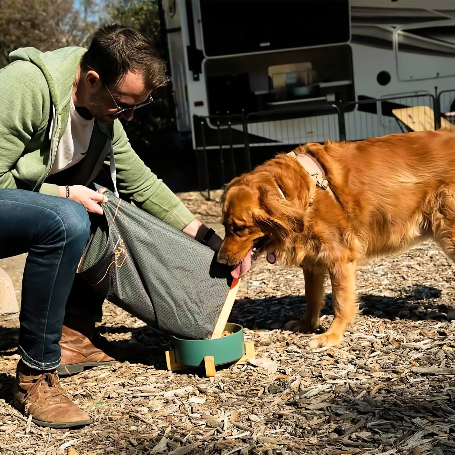 FXW Dog Food Travel Bag，Large Capacity for Travel Kibble Storage Perfect for RV Road Trips, Camping, Longterm Dog Boarding Gear Accessories Gray, 64 Cups