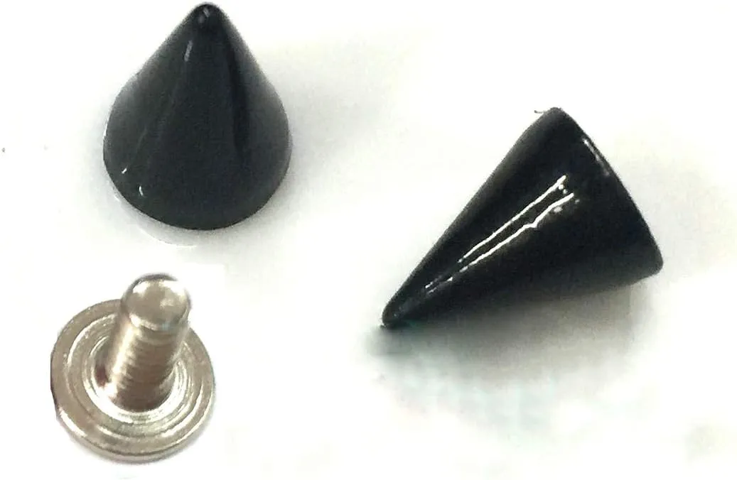 Gdeal Colorful Bullet Spikes and Stud,7x10mm Metallic Screw Back Rivet,Cone Bullet Spikes Set of 100 (Black)