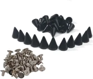 Gdeal Colorful Bullet Spikes and Stud,7x10mm Metallic Screw Back Rivet,Cone Bullet Spikes Set of 100 (Black)