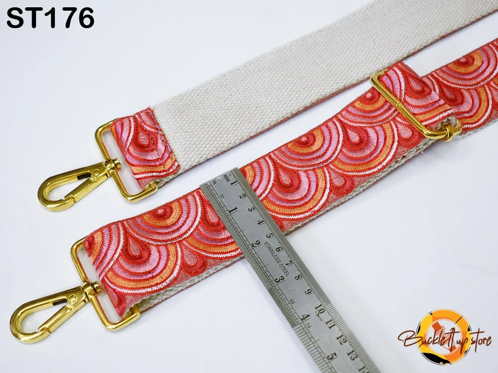 Gift for Christmas Crossbody Strap for Purses Replacement Guitar Strap Embroidered Adjustable Handbag Boho Bag Strap Embroidery Camera Strap