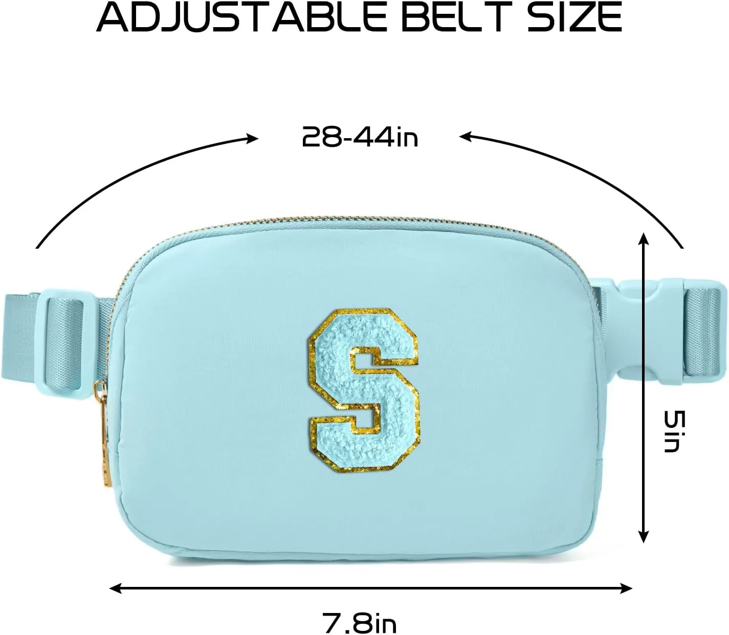Gitus Gifts for 8 9 10 11 12 Year Old Girls Belt Bag Fanny Pack Crossbody Bags with Initial Letter Patch Cute Stuff Birthday Gifts for Teen Girls Women Personalized Trend Stuff (Icing Blue-S)