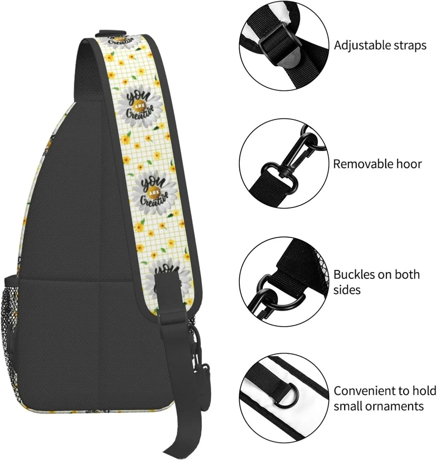 Gnomes Sunflower Chest Bags Crossbody Sling Bag Shoulder Bag Travel Hiking Daypack For Men Women