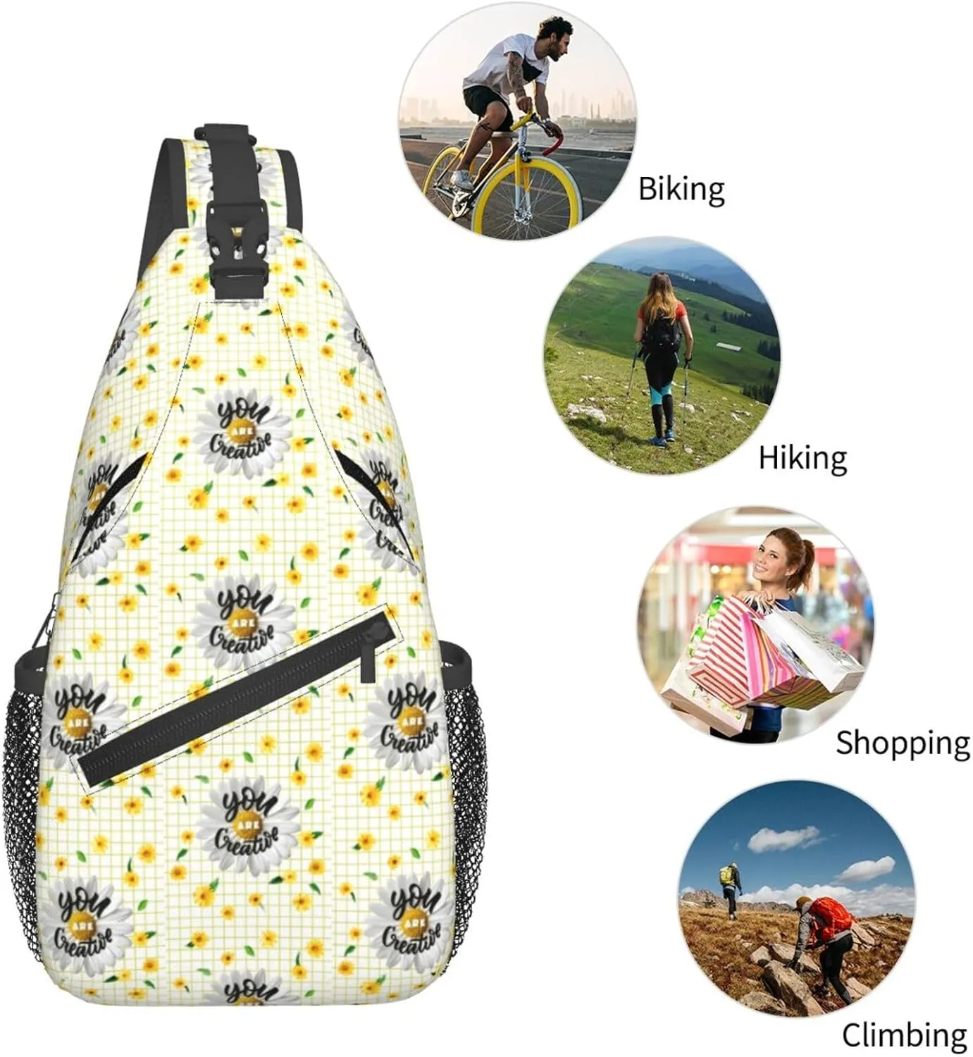 Gnomes Sunflower Chest Bags Crossbody Sling Bag Shoulder Bag Travel Hiking Daypack For Men Women