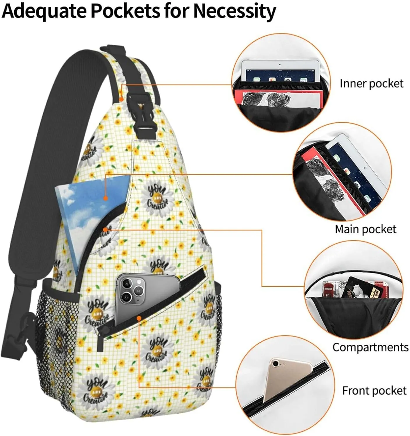 Gnomes Sunflower Chest Bags Crossbody Sling Bag Shoulder Bag Travel Hiking Daypack For Men Women
