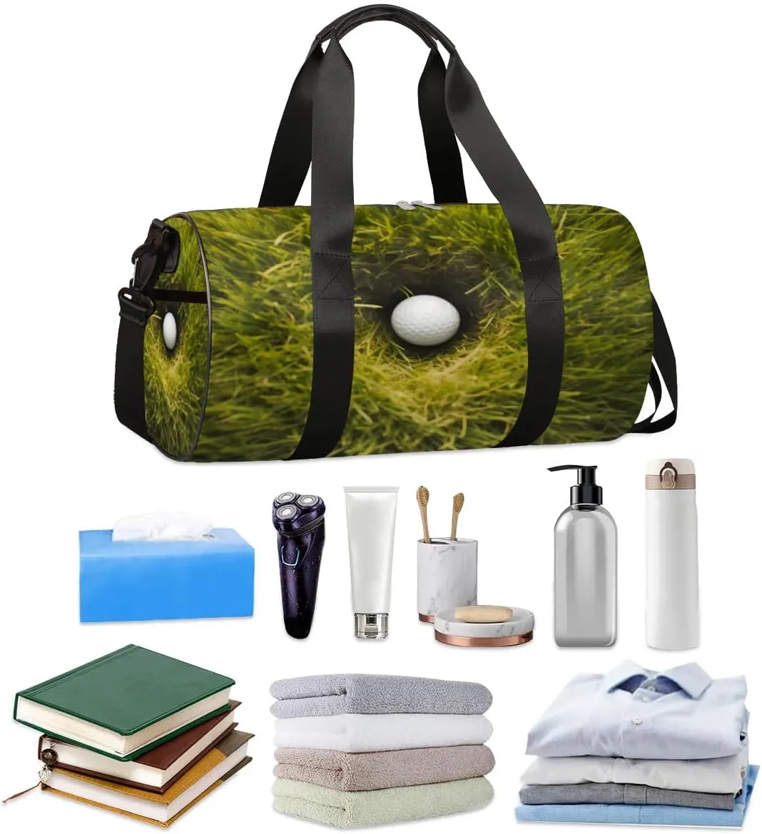 Golf Ball Grass Travel Duffle Bag Gym Bag for Women Men Lightweight Carry on Duffel Bag for Sports Gyms Weekend Getaway