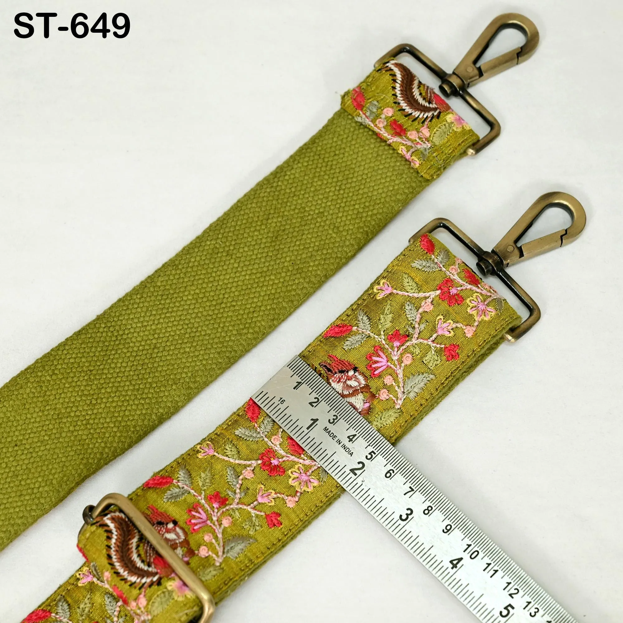Green Embroidery Replacement Purse Strap Crossbody Strap for Purses Embroidered Boho Bag Strap Boho Guitar Strap Handbag Strap Gift for her