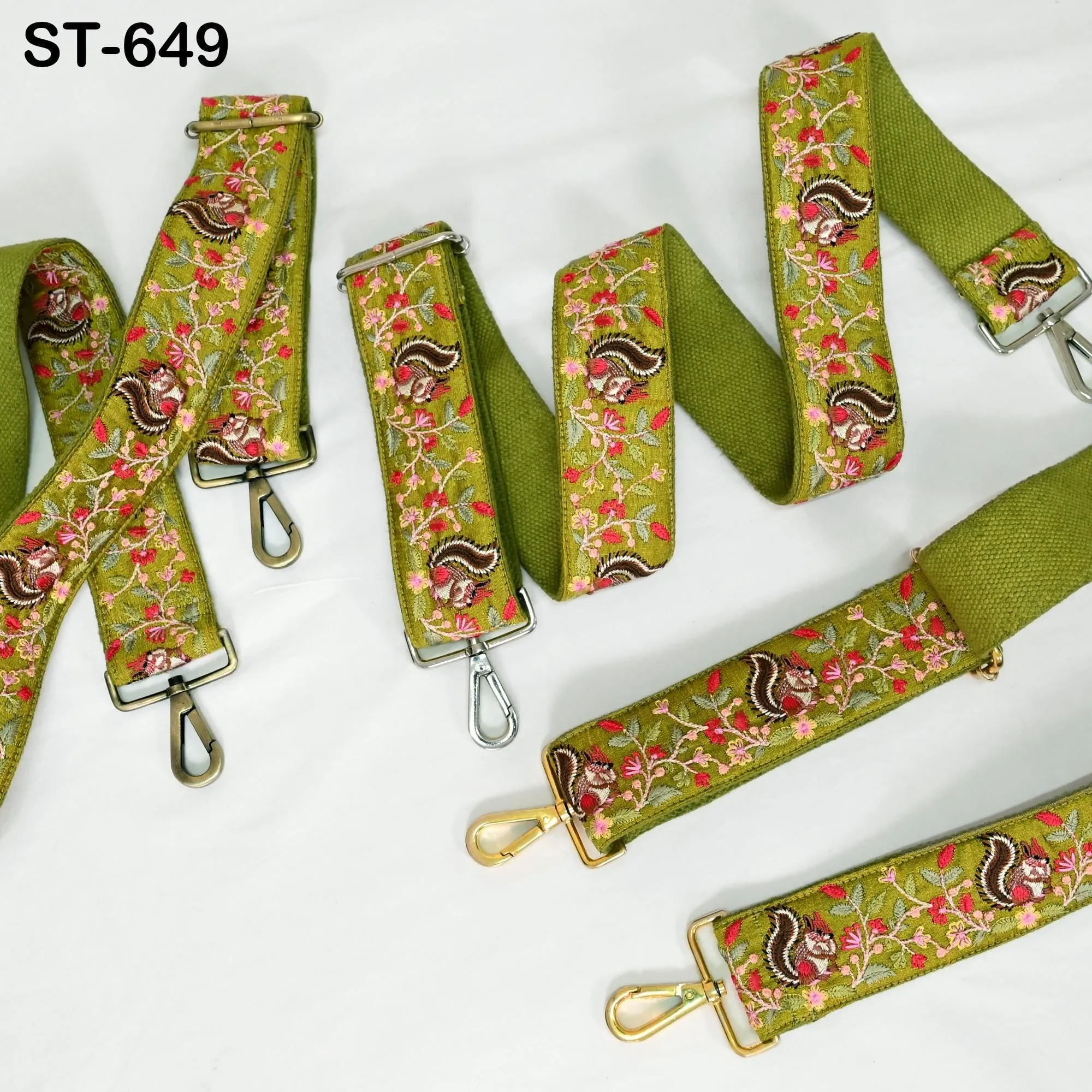 Green Embroidery Replacement Purse Strap Crossbody Strap for Purses Embroidered Boho Bag Strap Boho Guitar Strap Handbag Strap Gift for her