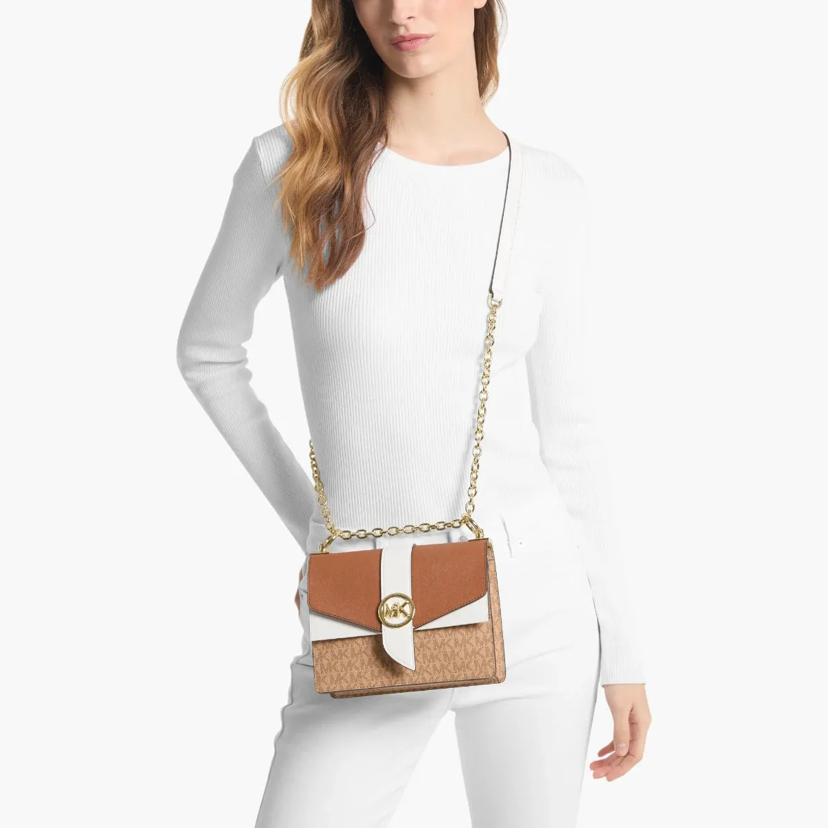 Greenwich Small Color-Block Logo And Saffiano Leather Crossbody Bag