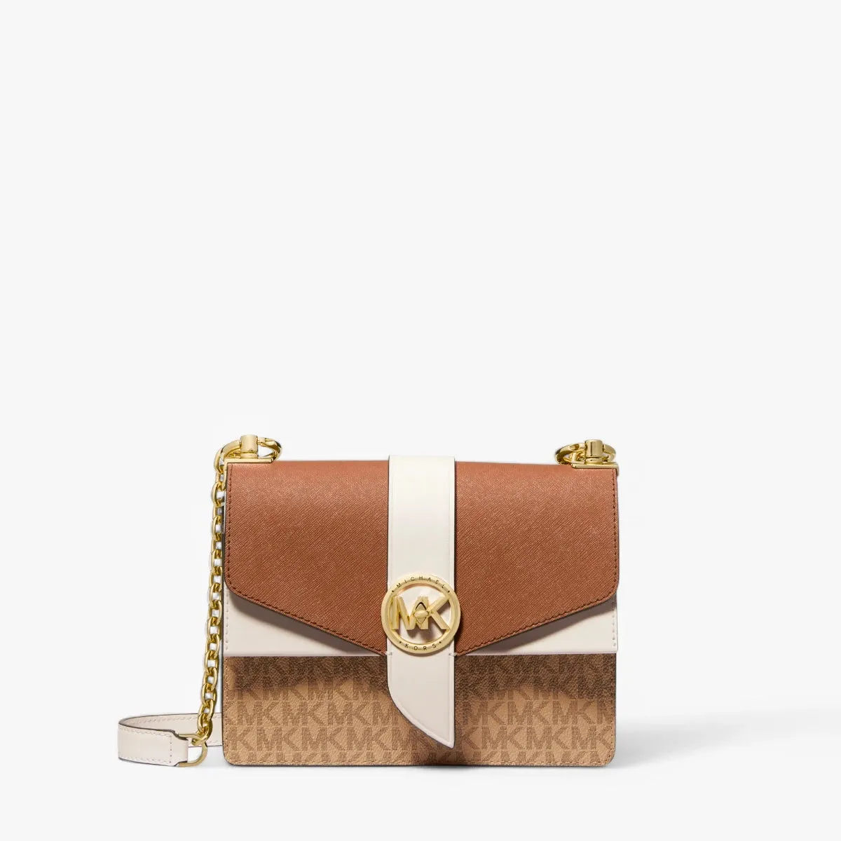 Greenwich Small Color-Block Logo And Saffiano Leather Crossbody Bag