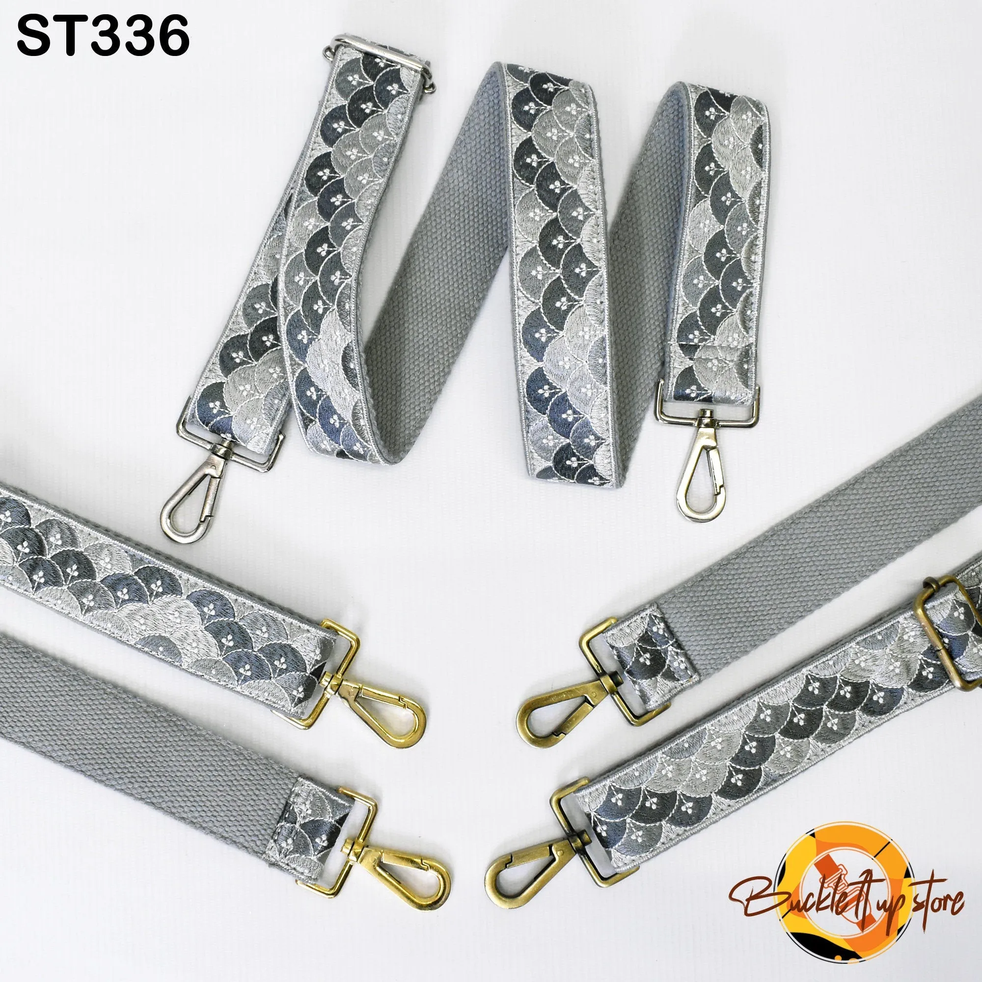 Grey Embroidered Purse Strap Crossbody Strap for Purses Handbag Boho Bag Strap Embroidery Replacement Strap Boho Guitar Strap Gift for her