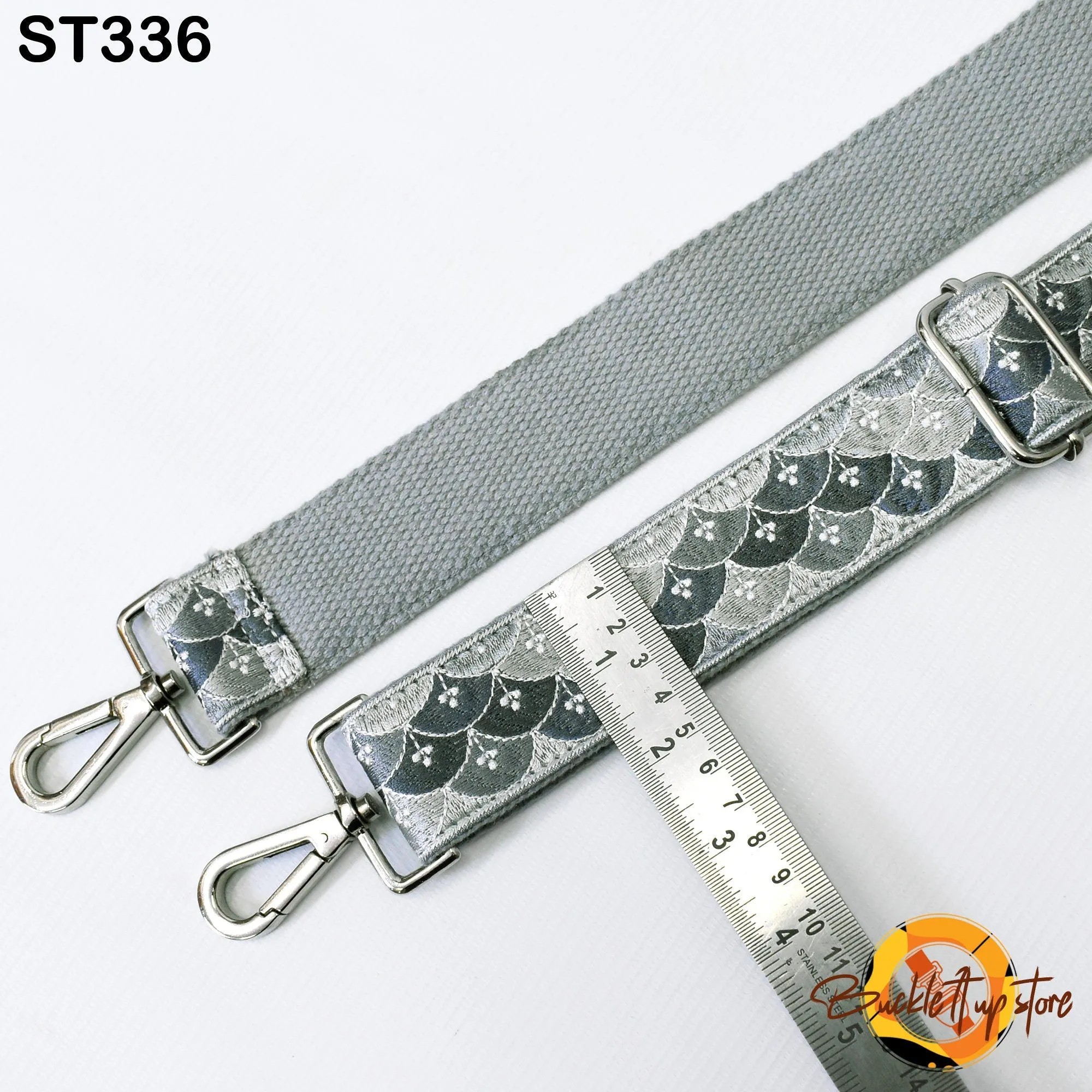 Grey Embroidered Purse Strap Crossbody Strap for Purses Handbag Boho Bag Strap Embroidery Replacement Strap Boho Guitar Strap Gift for her