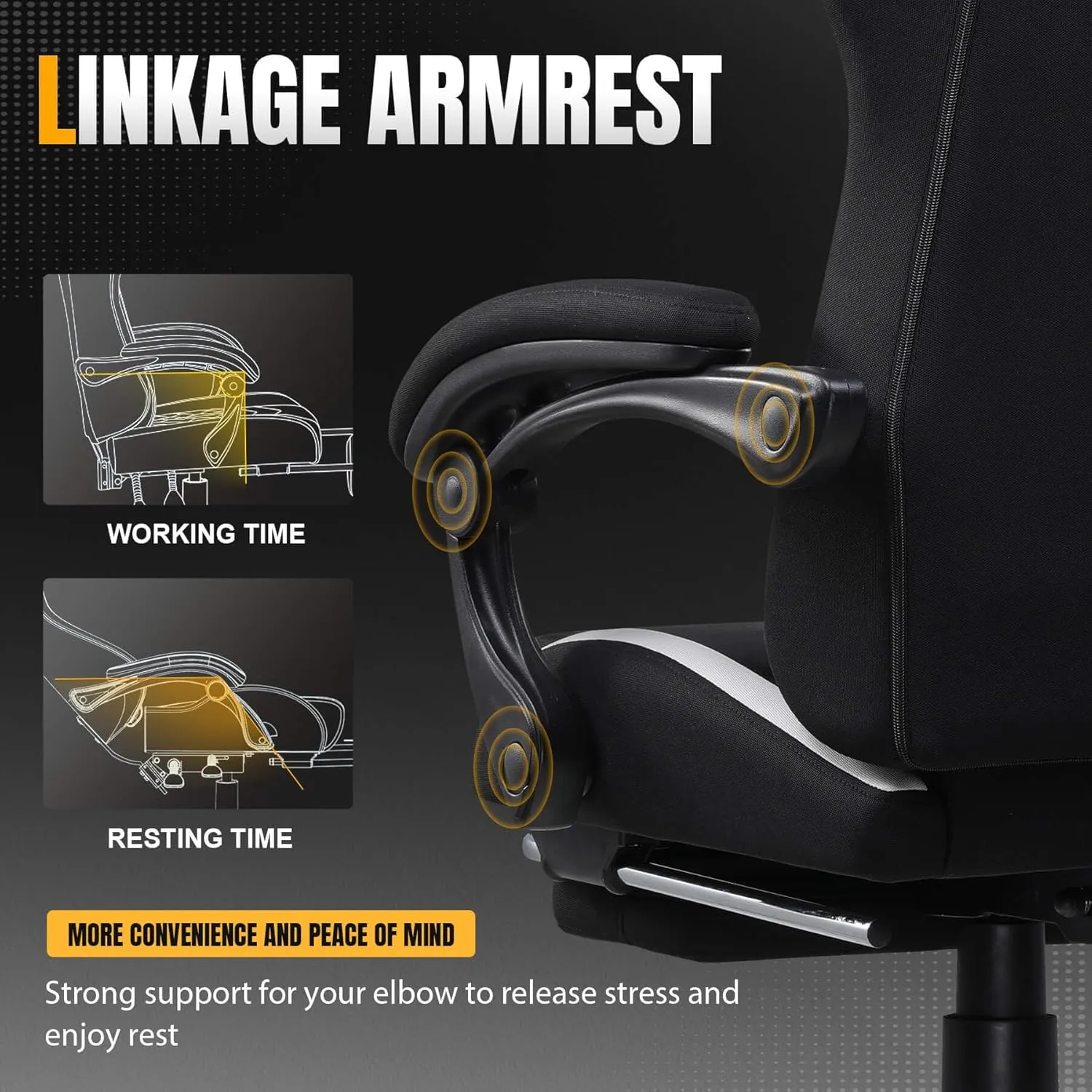 GTRACING Gaming Chair Ergonomic Office Chair with Foot Rest & Pocket Spring Cushion, High Back Computer Desk Chair with Headrest & Lumbar Support, Breathable Fabric Game Chair for Adults, Black