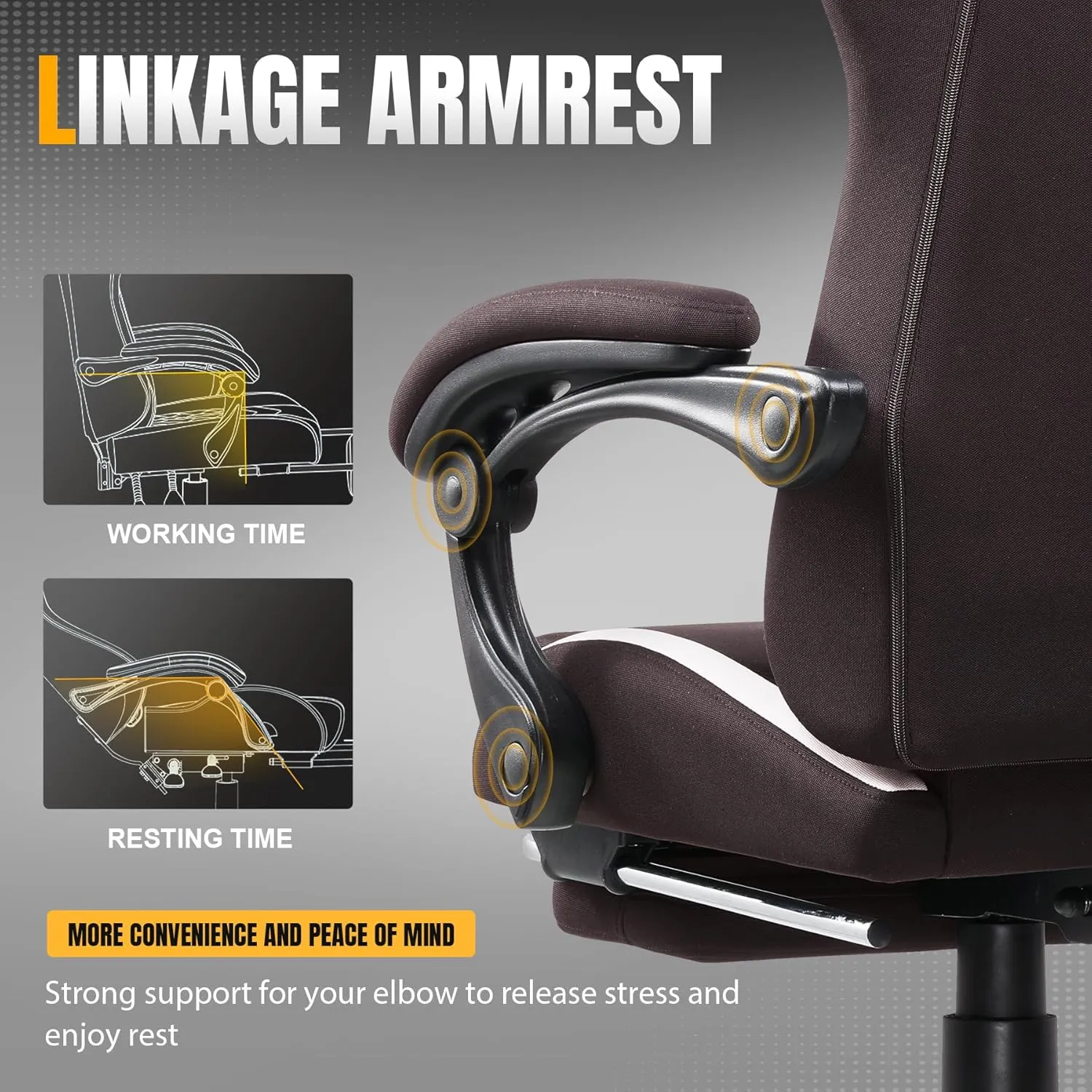 GTRACING Gaming Chair Ergonomic Office Chair with Foot Rest & Pocket Spring Cushion, High Back Computer Desk Chair with Headrest & Lumbar Support, Breathable Fabric Game Chair for Adults, Brown