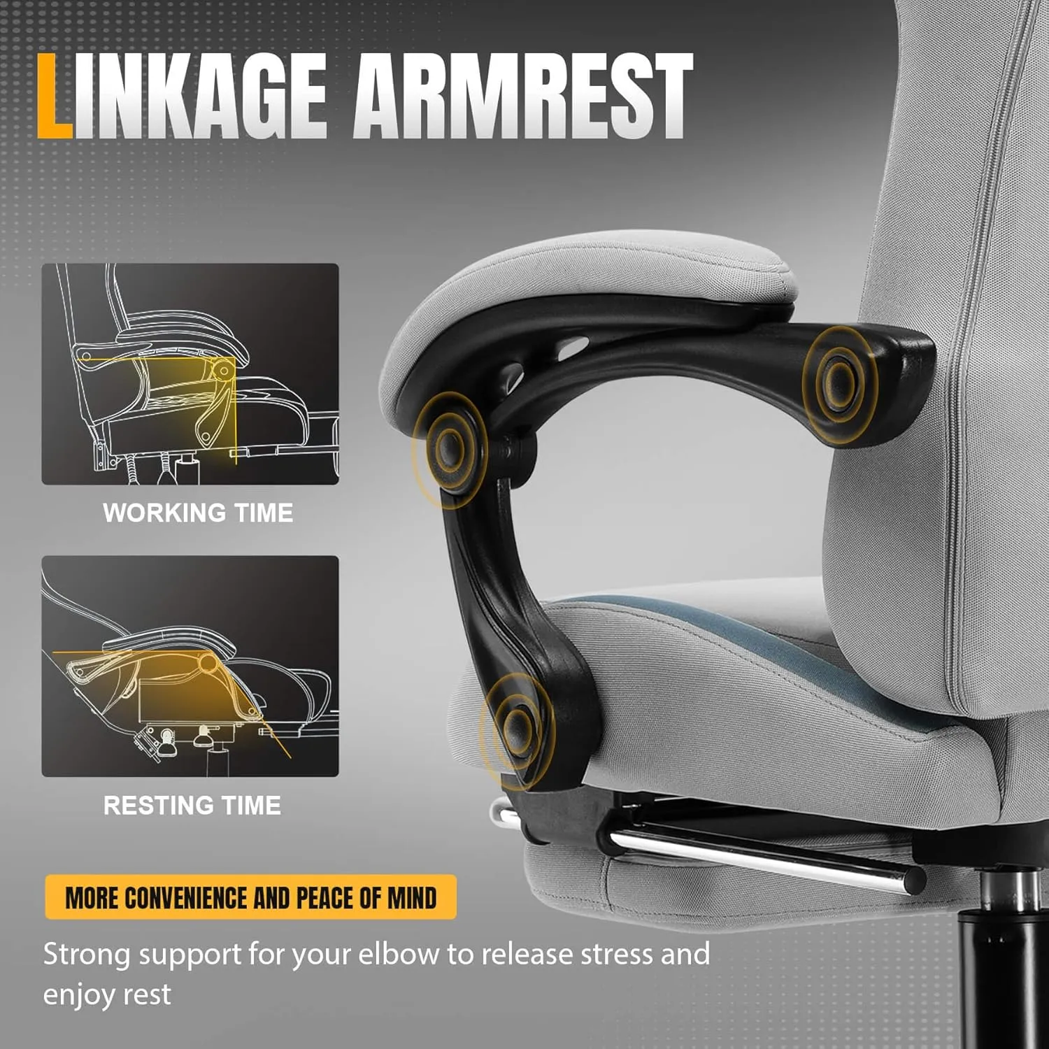 GTRACING Gaming Chair Ergonomic Office Chair with Foot Rest & Pocket Spring Cushion, High Back Computer Desk Chair with Headrest & Lumbar Support, Breathable Fabric Game Chair for Adults, Gray