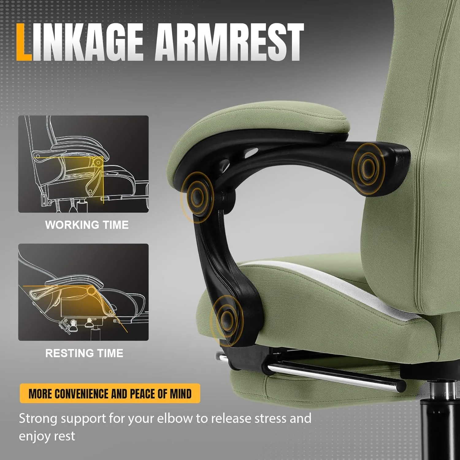 GTRACING Gaming Chair Ergonomic Office Chair with Foot Rest & Pocket Spring Cushion, High Back Computer Desk Chair with Headrest & Lumbar Support, Breathable Fabric Game Chair for Adults, Green