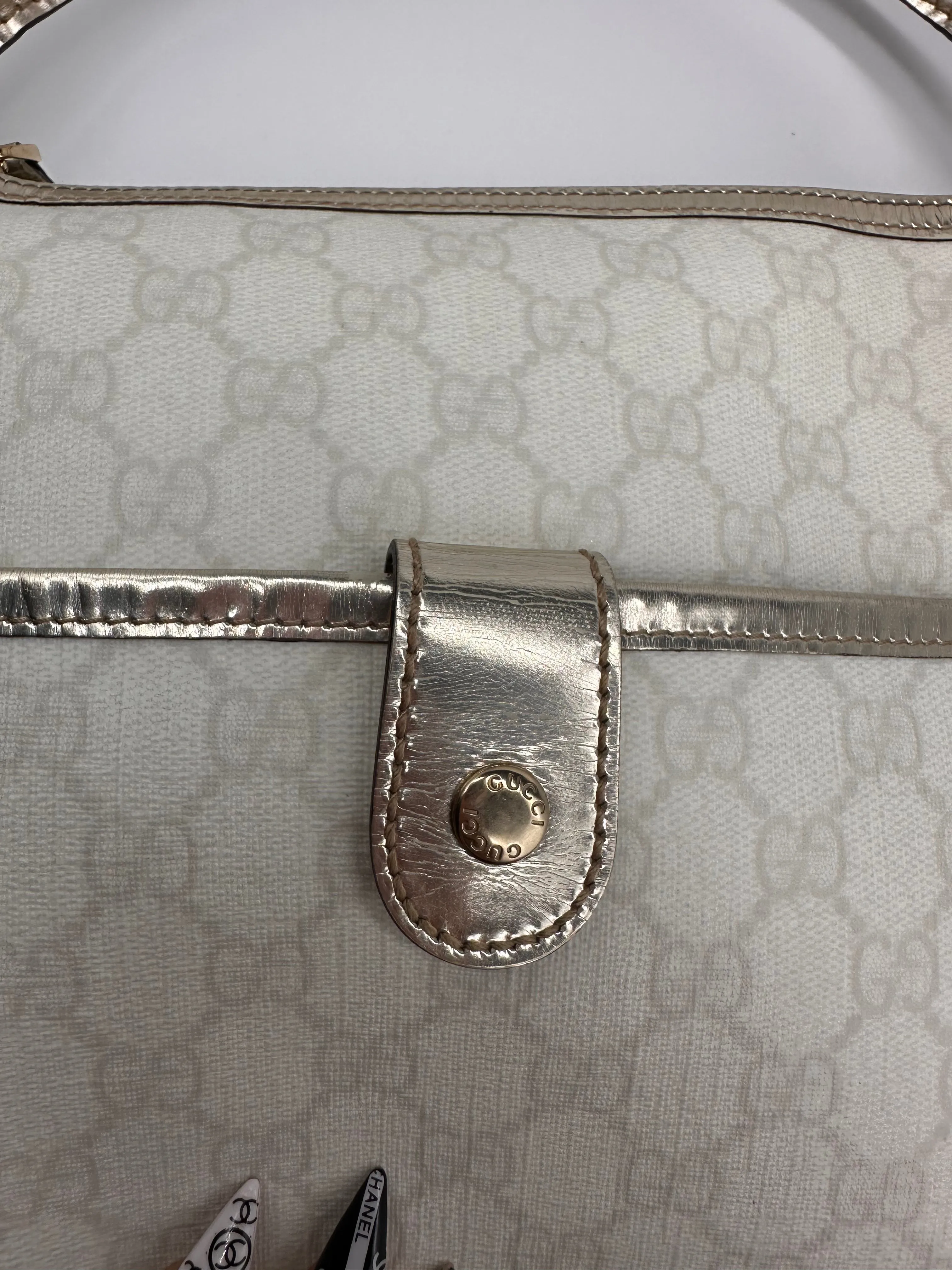 Gucci GG Joy Hobo Bag White and Silver PVC