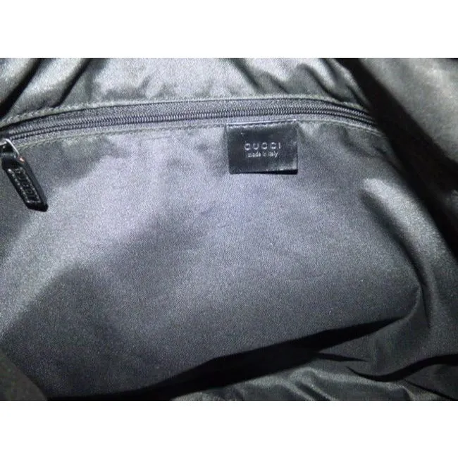 Gucci Vintage Black With Metallic Embossed G Logo Print Suede Leather Hobo Bag