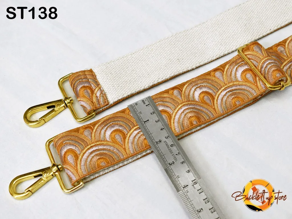Guitar Strap Crossbody Sling Bag Strap for Purses Embroidered Adjustable Handbag Strap Embroidery Boho Replacement Camera Strap Gift for Mom