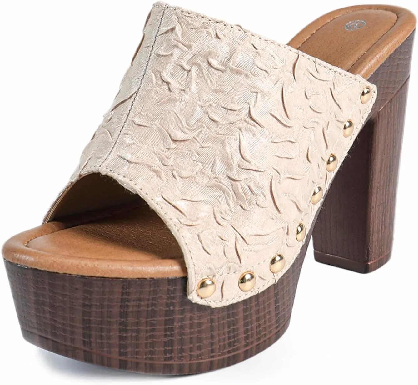 GUNIYIFS Women's Heeled Platform Sandals Chunky Heel Wedges Sandals Summer Dressy Slip on Block Heel Peep Toe High Mule shoes