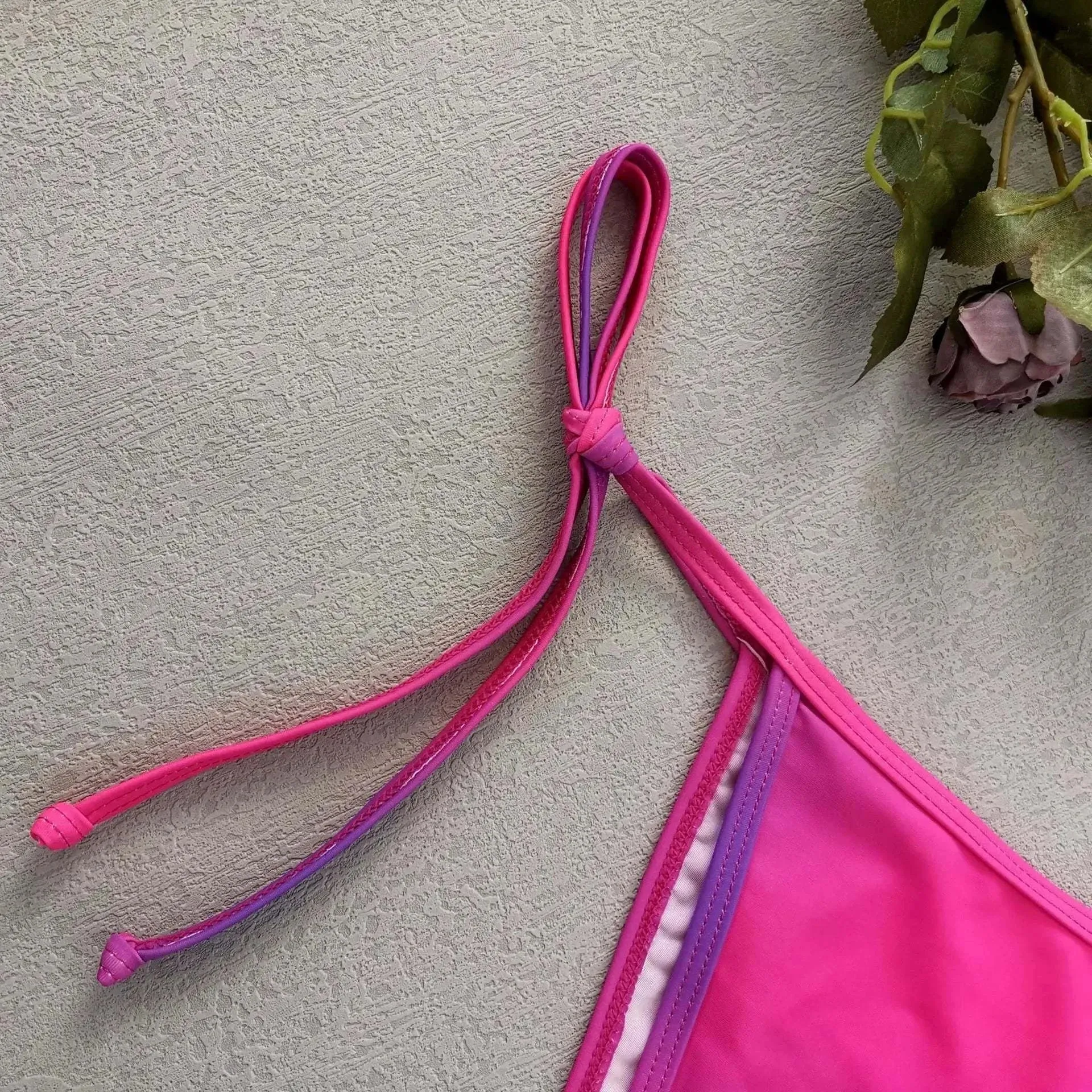 High-line Tie Split Bikini