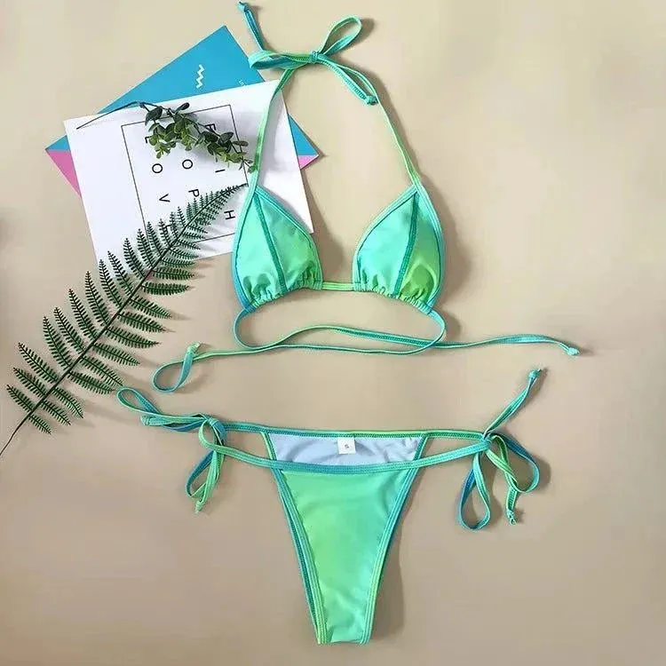 High-line Tie Split Bikini