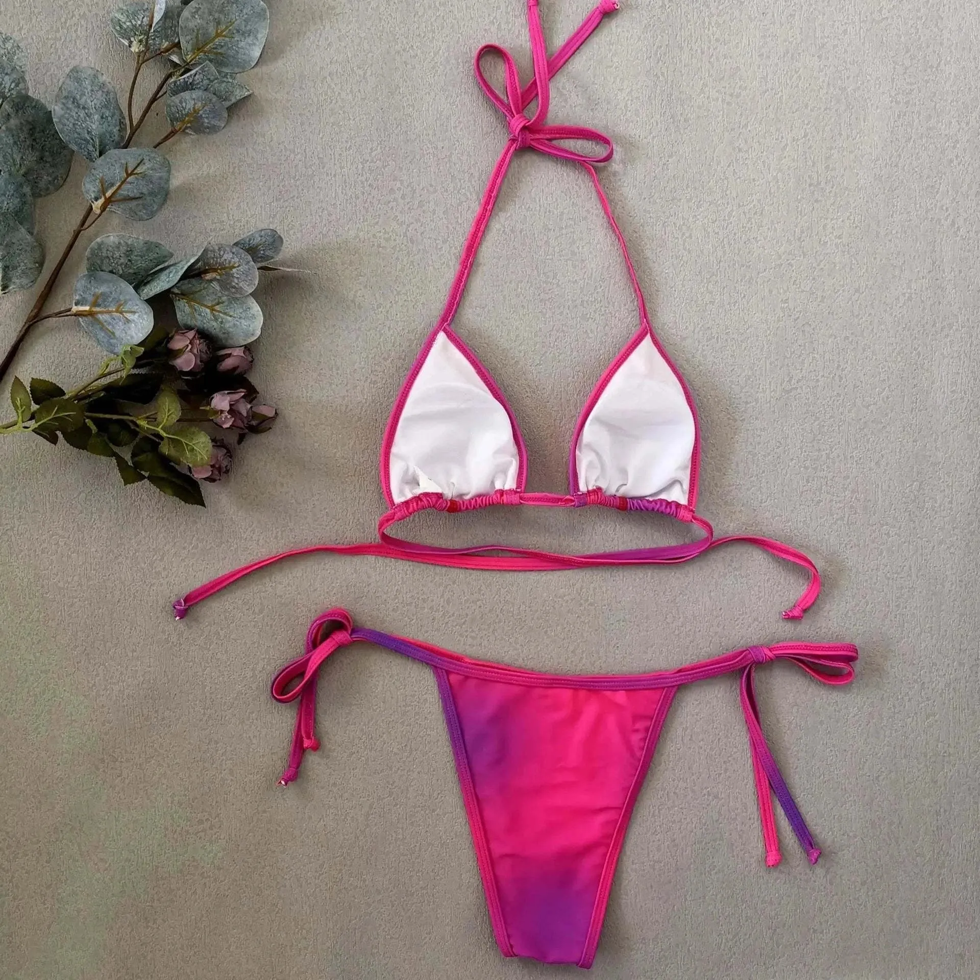 High-line Tie Split Bikini