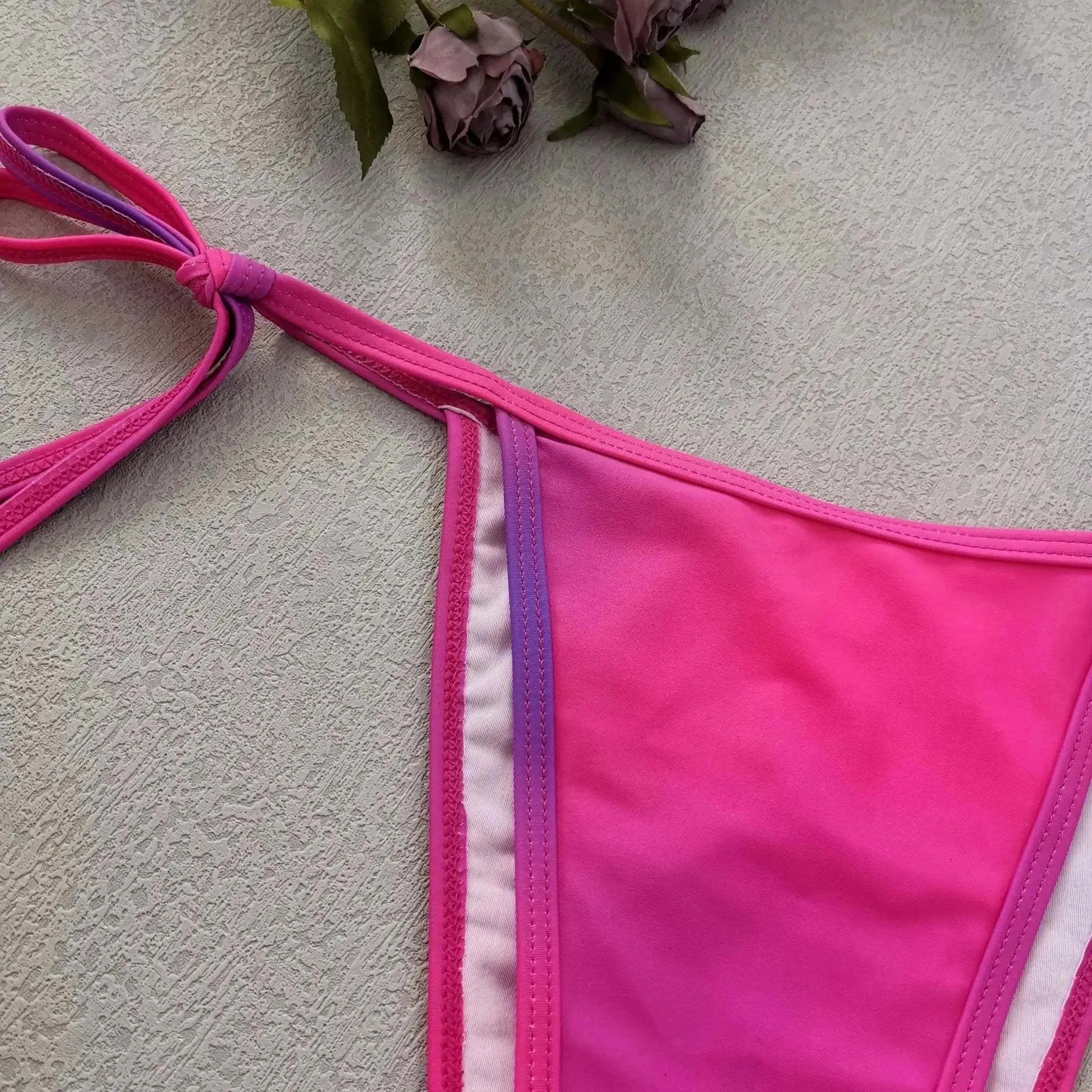 High-line Tie Split Bikini