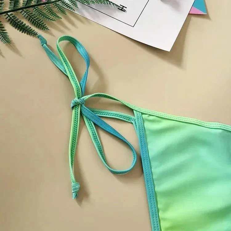 High-line Tie Split Bikini