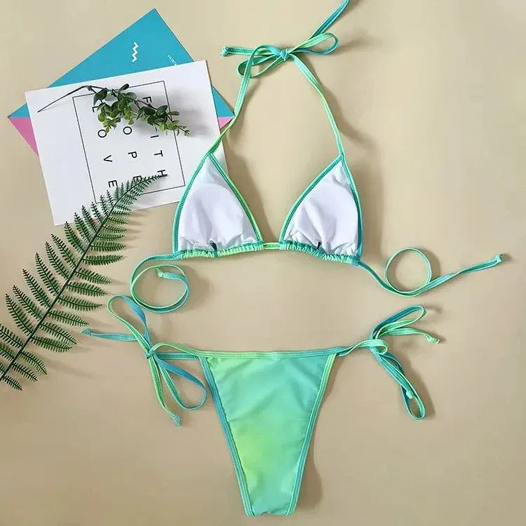 High-line Tie Split Bikini