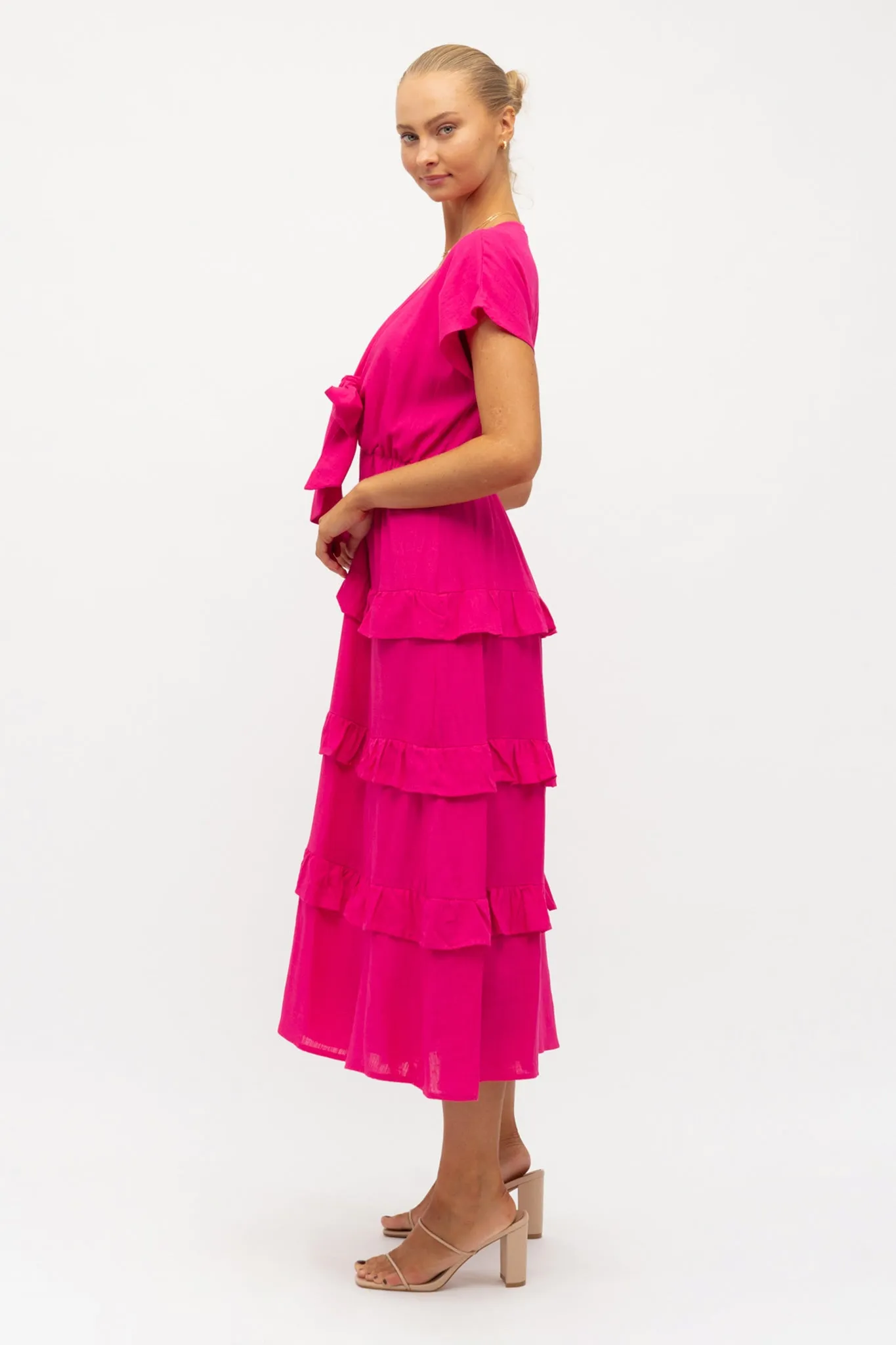 Holmes Midi Dress In Hot Pink