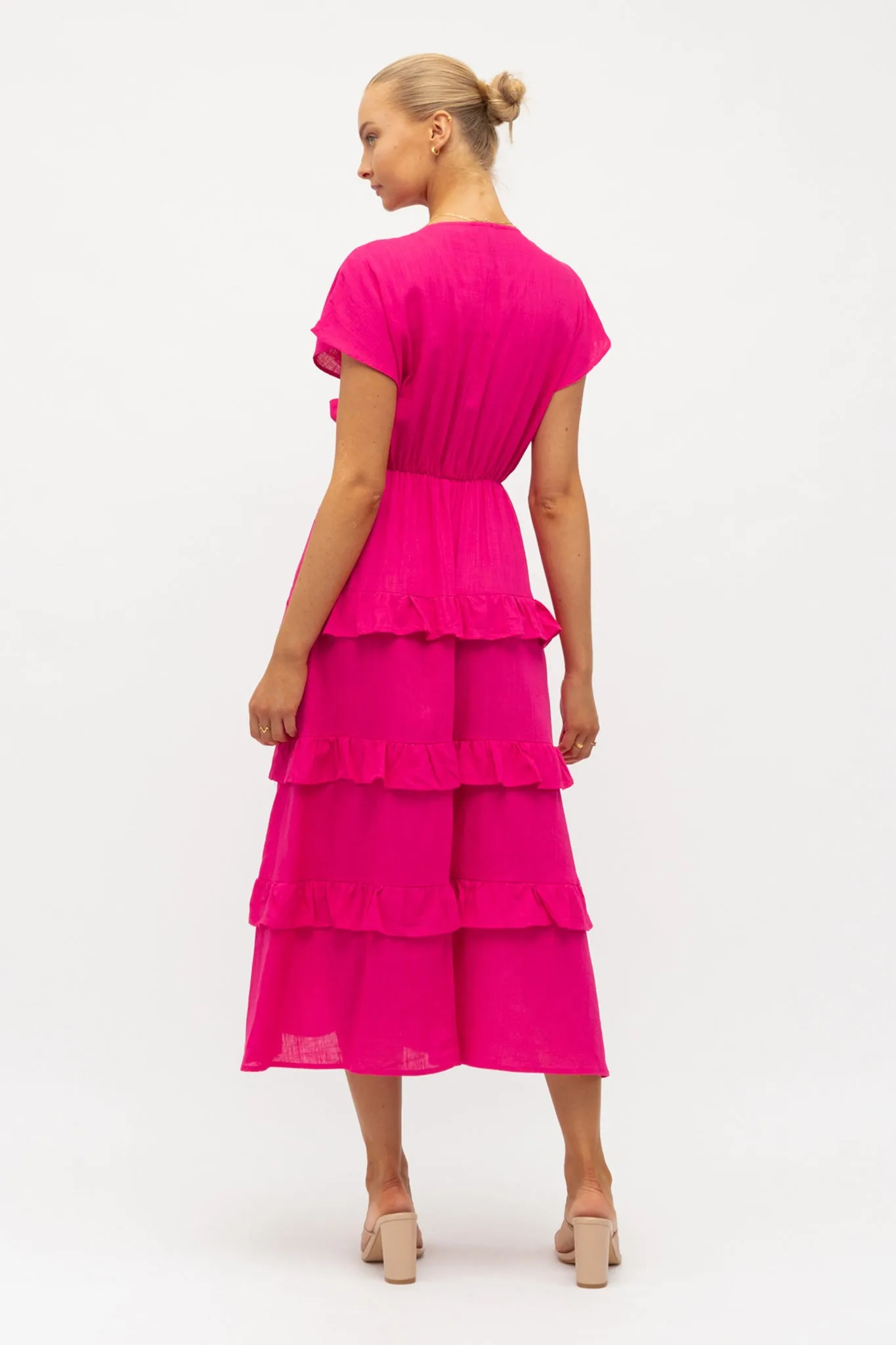 Holmes Midi Dress In Hot Pink