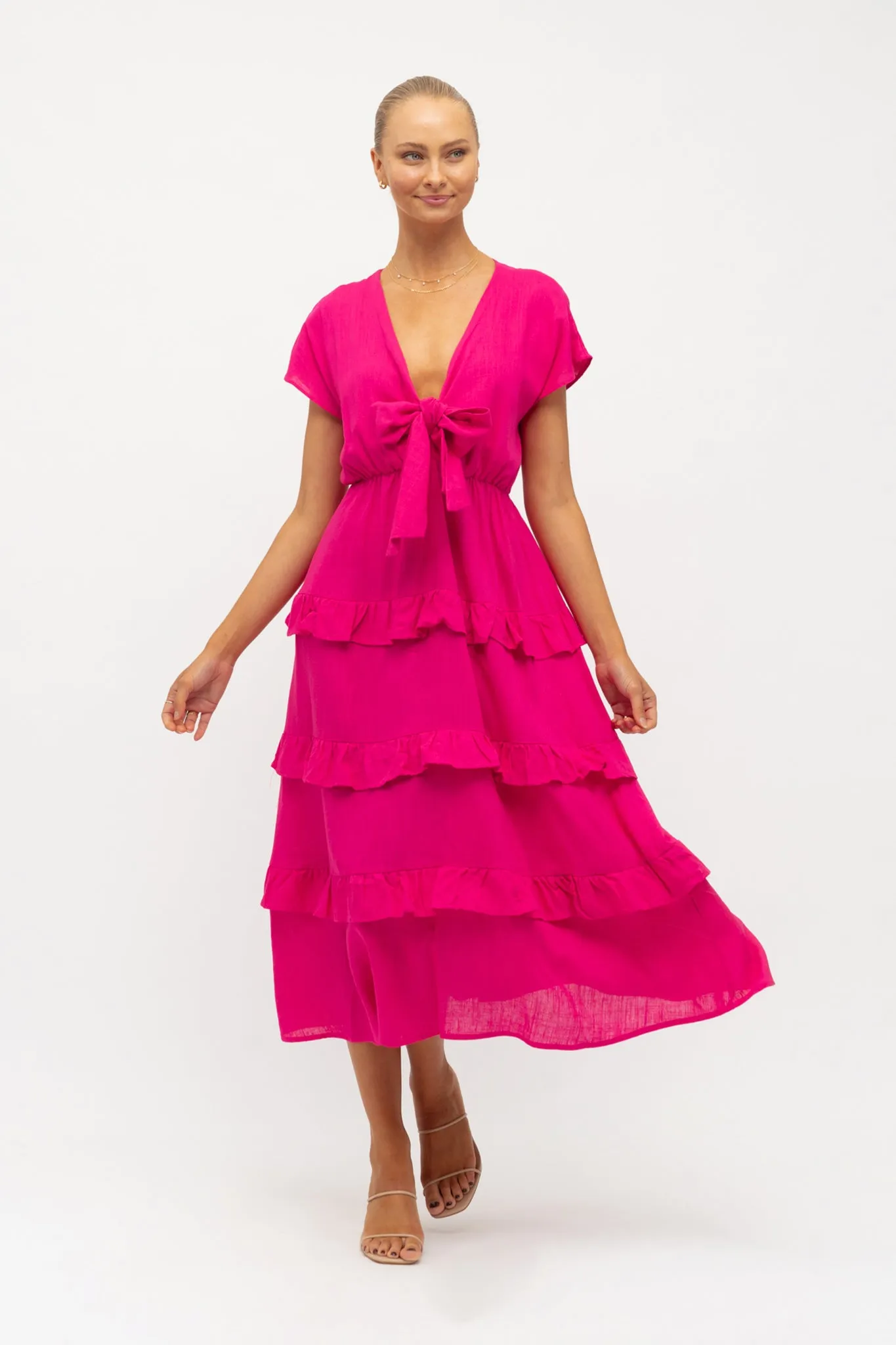 Holmes Midi Dress In Hot Pink