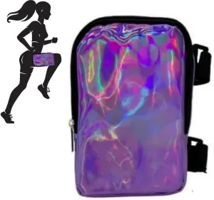 Holographic Thigh Bag Waist Pack with Adjustable Straps, Colourful Leg Bag for Women Thigh Bag for Outdoor Hiking Travel Sport Use (purple)