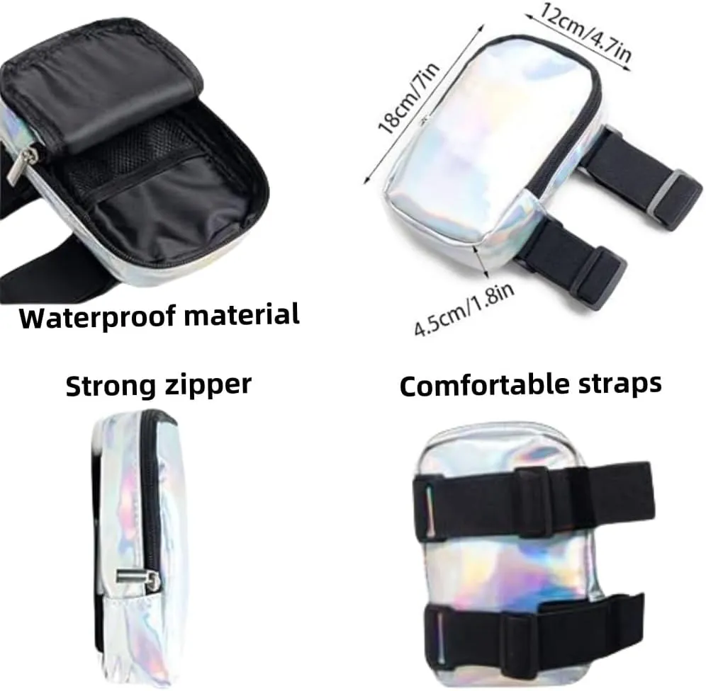 Holographic Thigh Bag Waist Pack with Adjustable Straps, Colourful Leg Bag for Women Thigh Bag for Outdoor Hiking Travel Sport Use (purple)